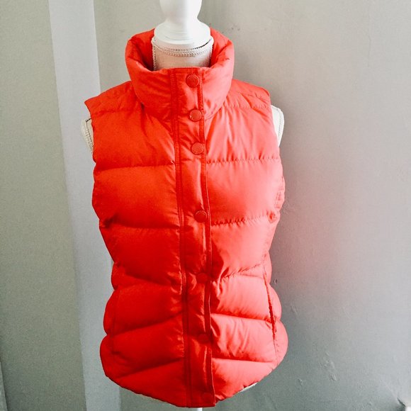 J. Crew Red/Orange Puffer Down Filled Vest Jacket Size Small - Picture 1 of 8